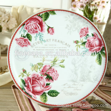 Elegant Fine Porcelain 12'' Ceramic Pizza Plate with Color Box